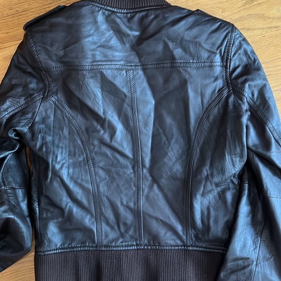 Brown leather leather jacket - Picture 5 of 8